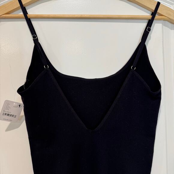 Free People One To Watch Romper Size Medium Black Ribbed Knit Scoop Neck - Picture 7 of 9